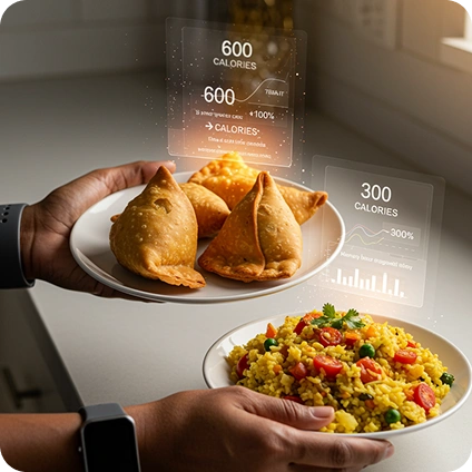 Digital calorie tracking and healthy meal comparison